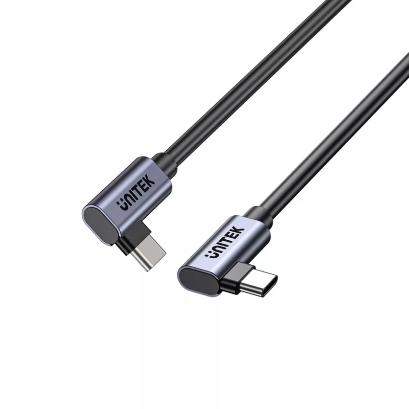 Cable USB-C Unitek C14147ABK01 90°–90° PD 100W 0,5 m, acodado a acodado, negro
