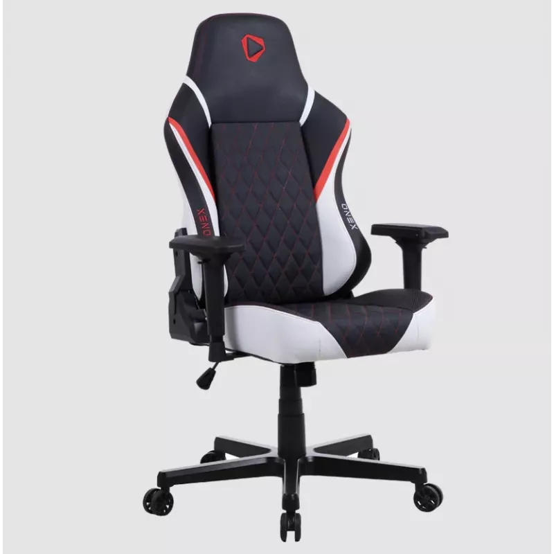 Silla gaming Onex FX8 — asiento ergonómico con espuma moldeada, regulable en altura e inclinable, negro/rojo/blanco