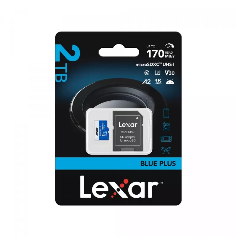 Tarjeta de memoria MicroSDXC Lexar BLUE PLUS 2 TB UHS‑I, 170 MB/s, U3 V30, sumergible