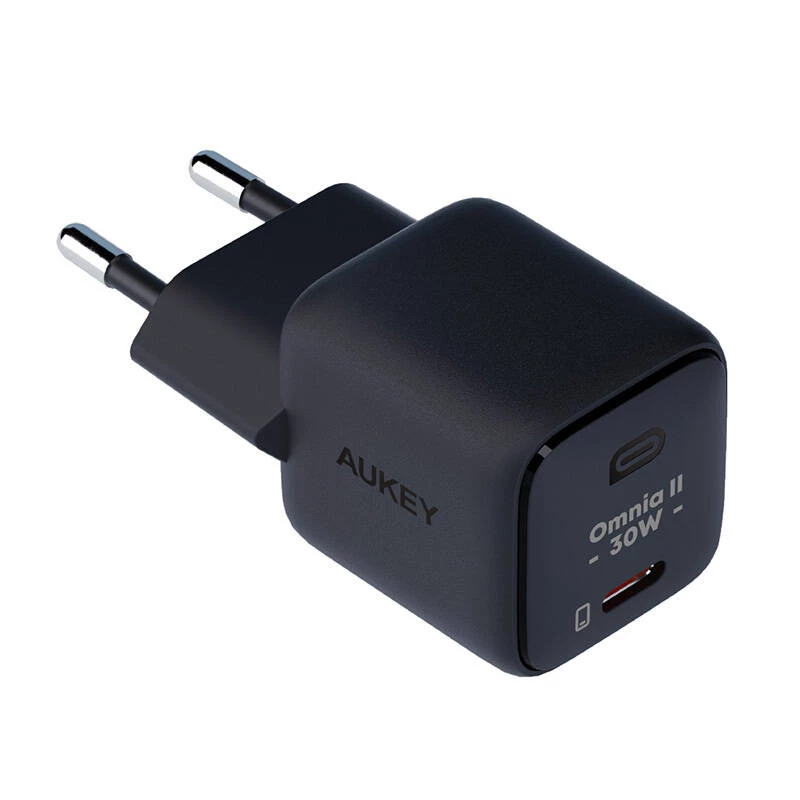 Fuente de alimentación Aukey PA-B1L USB-C 30W negro — adaptador de corriente USB‑C PD compacto