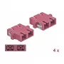 Acoplador de fibra óptica SC hembra-hembra DELOCK 85998, violeta, pack de 4