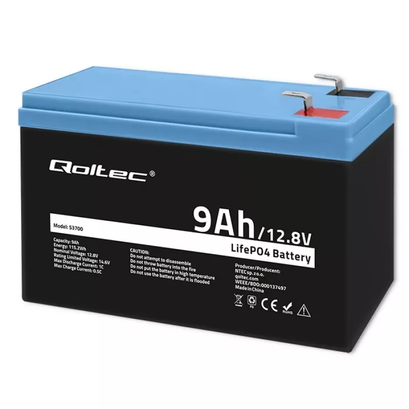Batería LiFePO4 Litio Hierro Fosfato 12.8V 9Ah 115.2Wh