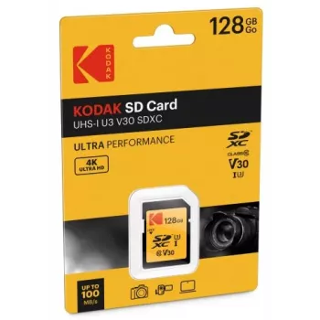 Kodak - Tarjeta de memoria flash - 128 GB - UHS Class 3 / Class10 - 650x - SDXC UHS-I (EKMSD128GXC10HPRK)