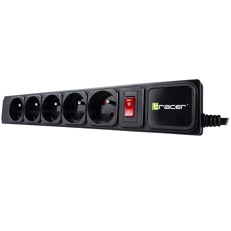 Tracer PowerGear negro 5 tomas AC 1,5 m 2300 W
