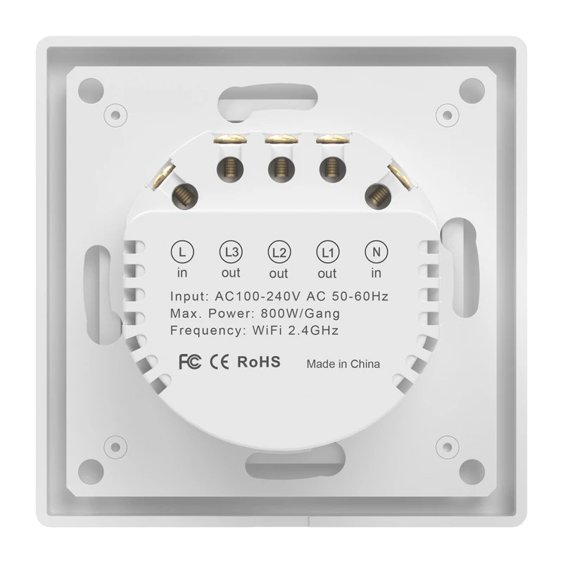 Avatto TS20-EU-W3 interruptor de luz táctil WiFi, 3 canales, AC 100-240V, 10 A, Tuya/Smart Life