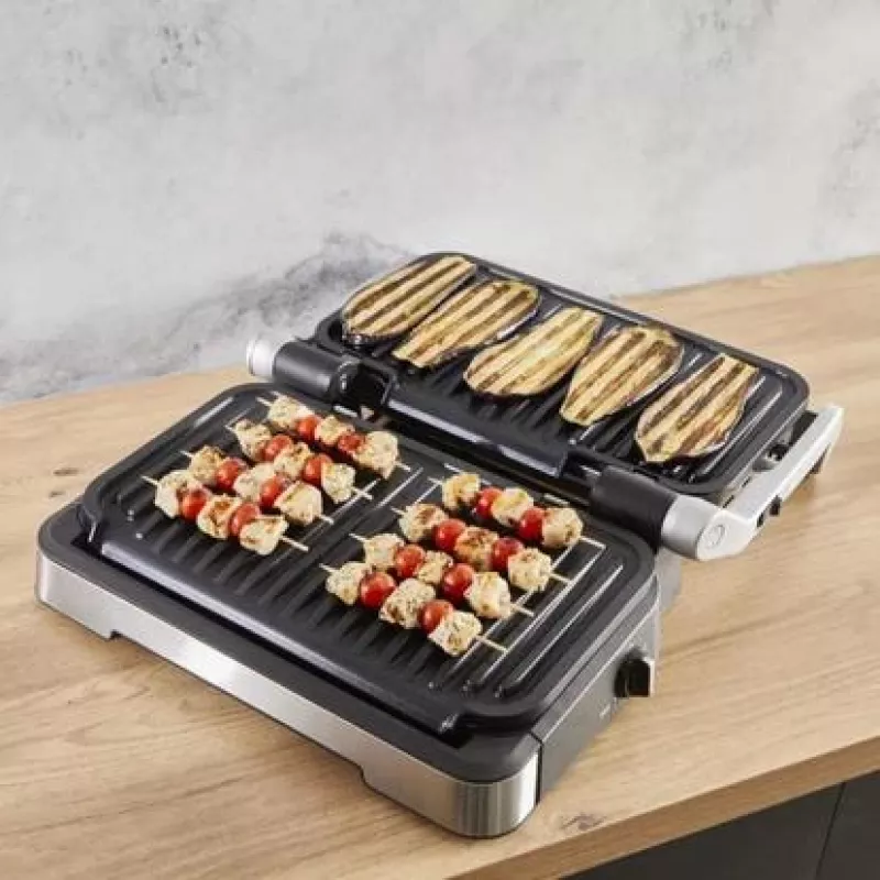 Parrilla eléctrica de contacto Tefal OptiGrill+ XL acero inoxidable — gran capacidad, programas automáticos de cocción