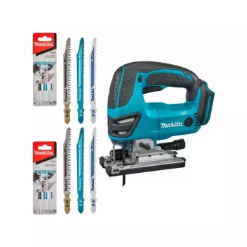 Sierra de calar Makita DJV180ZX inalámbrica solo carcasa — función de péndulo de 3 niveles, 0–2600 SPM, altura de carrera 26 mm, profundidad de corte madera 135 mm