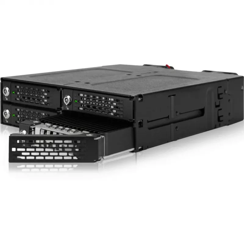 ICY DOCK - ToughArmor MB720MK-B V3 - 4x PCIe 4.0 M.2 NVMe a 4x OCuLink en 1x bahía de 5,25 marco móvil metal negro con bloqueo de llave (compatible con Tri-Mode)