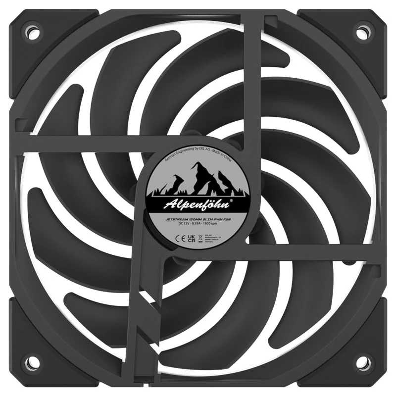 Ventilador EKL Alpenföhn Jetstream PWM slim 120x120x16mm, regulación de velocidad PWM, perfil slim de 120 mm