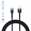 Cable de datos Tellur USB a Type-C LED trenzado de nailon 1,2 m negro