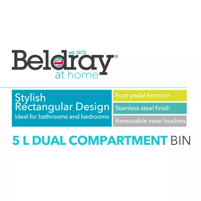Cubo de basura con dos compartimentos Beldray LA035235SSFEU7 acero inoxidable 5 litros