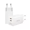 Adaptador de toma USB doble 65W, 2xUSB-C, blanco