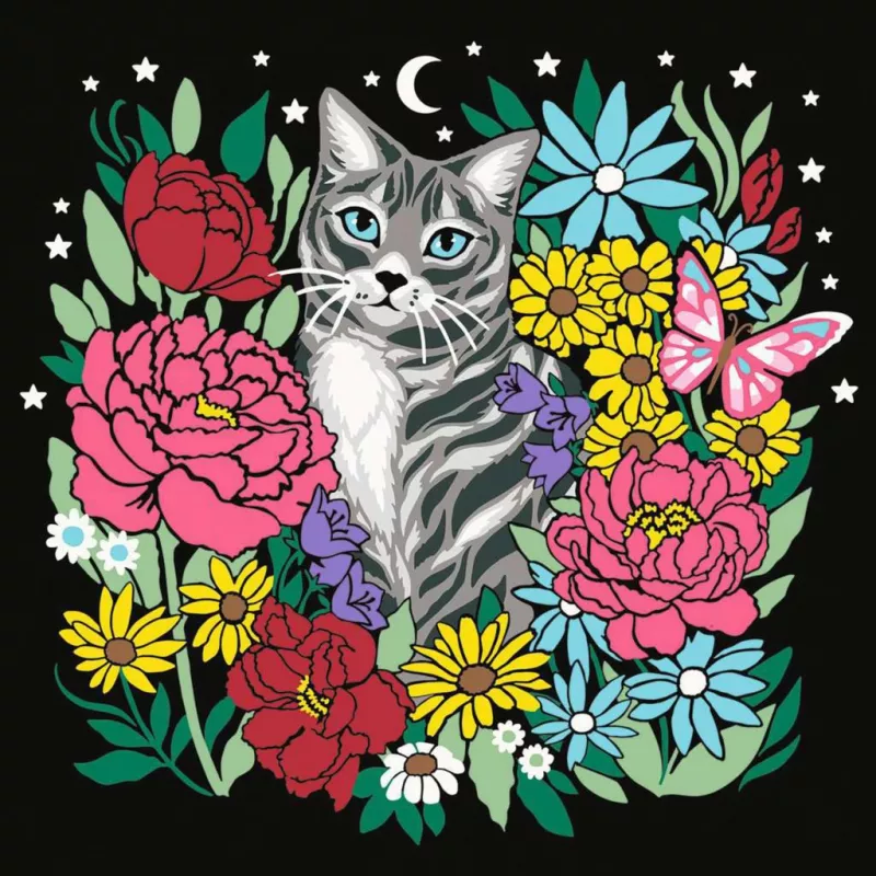 Set de pintar por números Ravensburger CreArt Pixie Cold Cat (modelo 25855) – set de pintura sobre lienzo