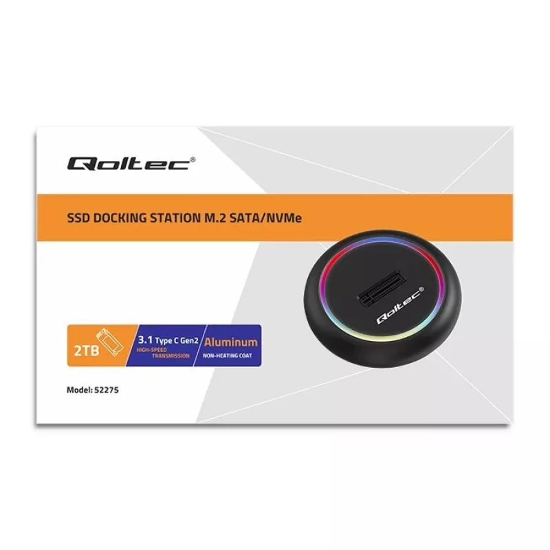 Base de acoplamiento para SSD M.2 QOLTEC 52275 para unidades SATA y NVMe, conexión USB