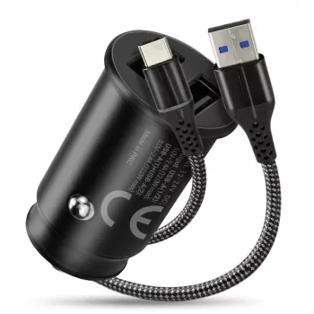 Cargador de coche everActive CC-25C 2x USB-A + USB-C, 12W, fuente de alimentación USB para coche