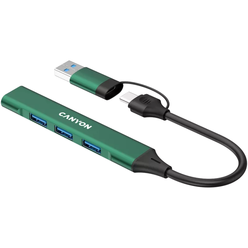 Hub CANYON DS-02 4 en 1 USB-A/C verde