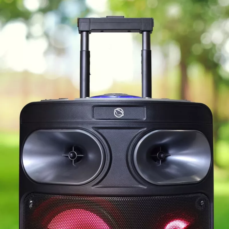 Altavoz de karaoke Bluetooth portátil MANTA SPK0803B140 140W, a batería, MIC/USB/microSD, FM, ecualizador, ruedas