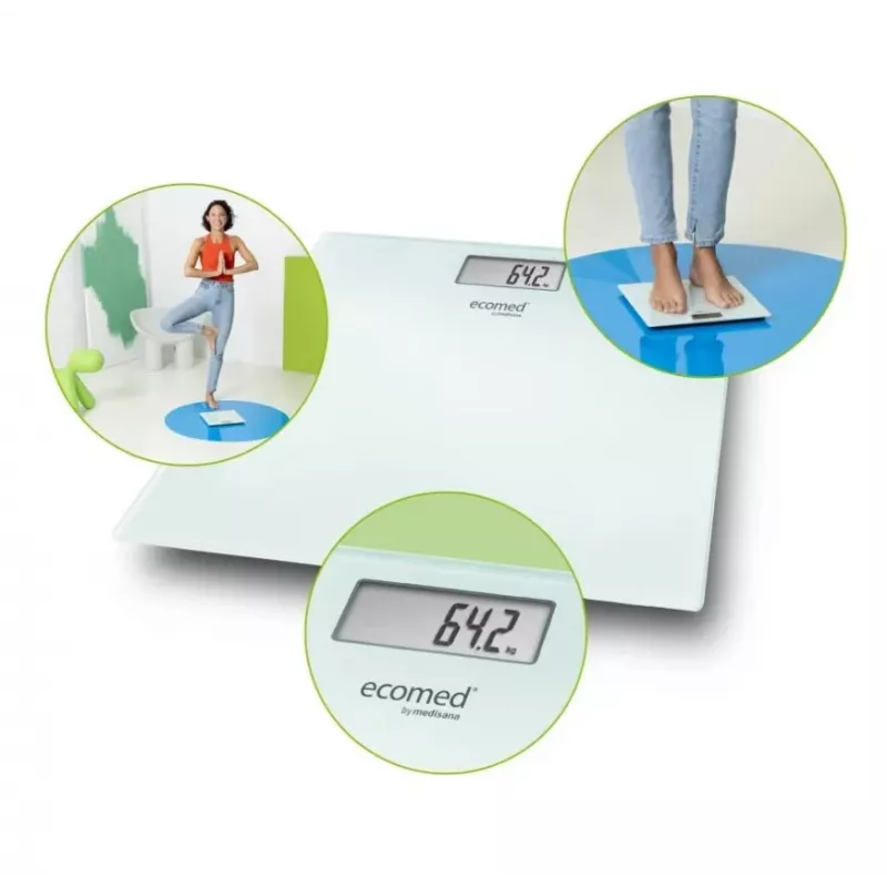 Ecomed by Medisana PS-72E báscula de persona – 150 kg, plataforma de cristal, blanca