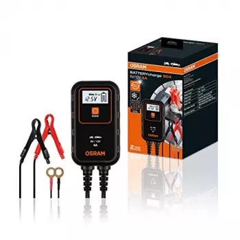 Cargador BATTERYcharge 904, tensión de carga: 6/12 V OSRAM, corriente de carga: 4A, tensión de alimentación: 230V, tipo de batería: AGM/Li-Ion/VRLA