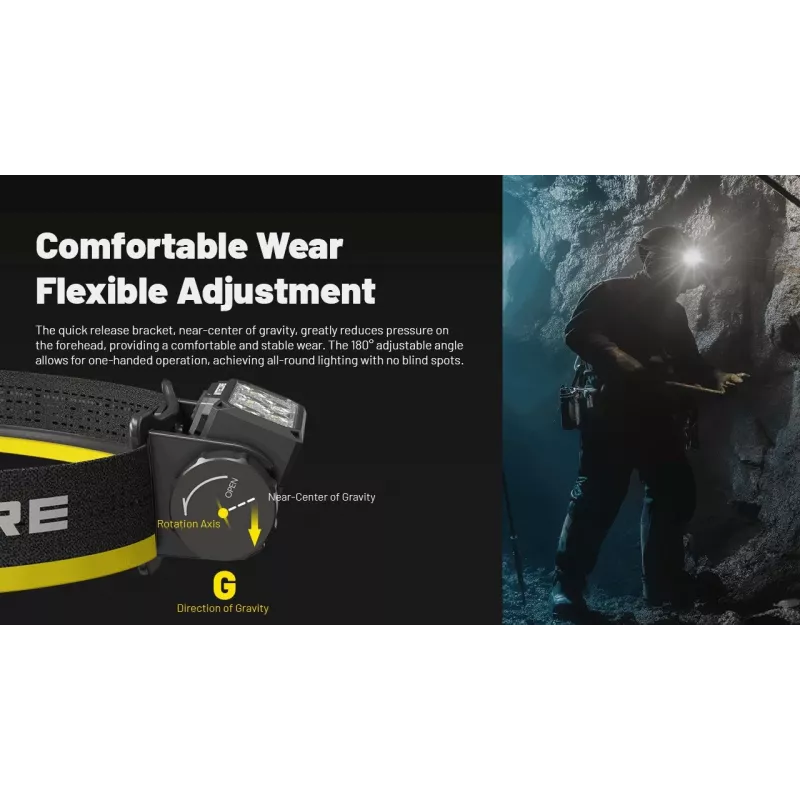 Nitecore HC70 UHE linterna frontal, 1600 lm, 6 LED, IP68, recargable por USB, aluminio, 172 g, negra