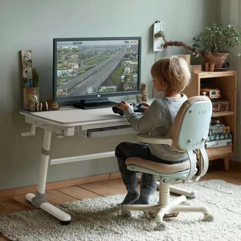Ergo Office Escritorio infantil ergonómico de altura ajustable, gris, máx. 100 kg, ER-417 2cz