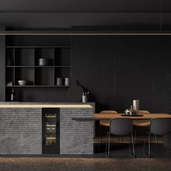 Vinoteca integrable Caso WineDeluxe WDU 18 – capacidad para 18 botellas, clase de eficiencia energética E, negra