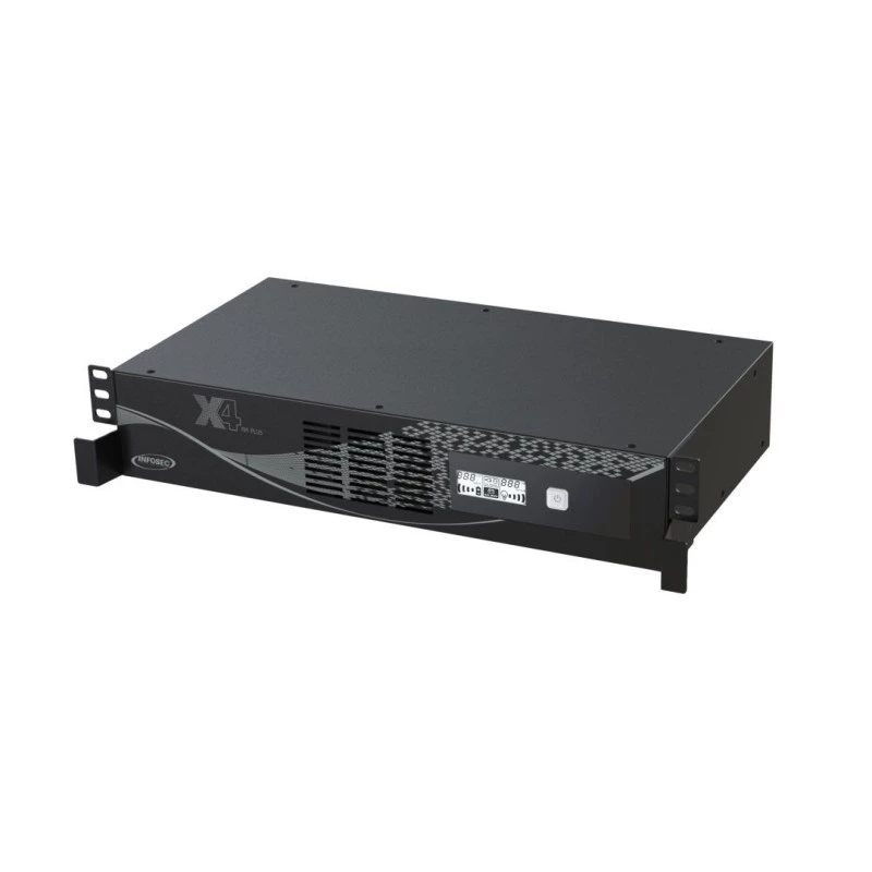 Sistema de alimentación ininterrumpida Infosec X4 600 RM Plus — 0,6 kVA (360 W), 6x tomas Type-F, LCD, Rackmount