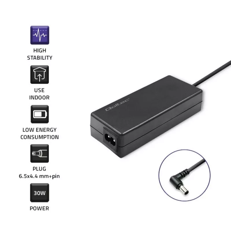 Fuente de alimentación/adaptador Qoltec 52400 interior 30 W negro