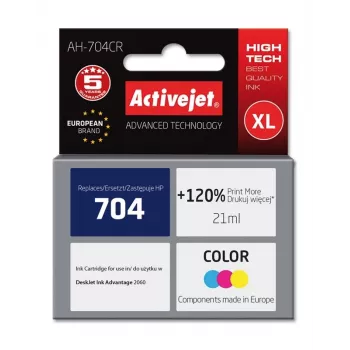 Activejet AH-704CR cartucho de tinta, de repuesto para HP 704 CN693AE, Premium, 21 ml, color