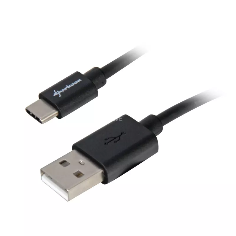 Adaptador de cable USB 2.0 A a USB-C Sharkoon 0,5 m, negro