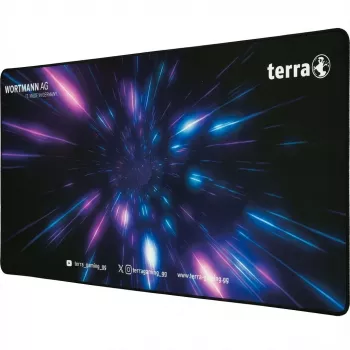 Alfombrilla de ratón Wortmann TERRA XXL PURE Gaming negra/lila con costura perimetral negra, 900 x 400 x 3 mm