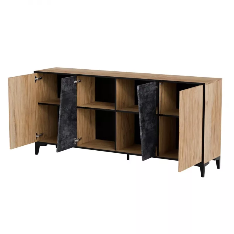 Cómoda Cama 4D OVO 180x38xH83 roble/hormigón
