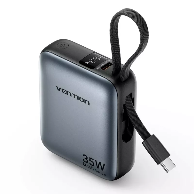 Vention FHEH0 batería externa 10000 mAh 35 W con cable USB-C, gris