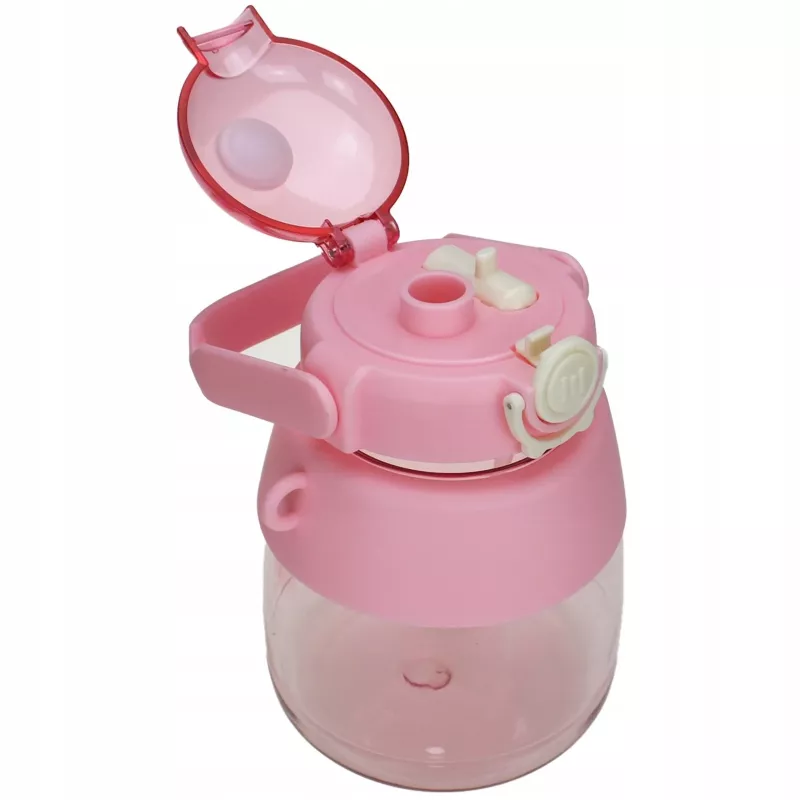 Botella de agua Extralink botella escolar con pajita y correa 1 L rosa