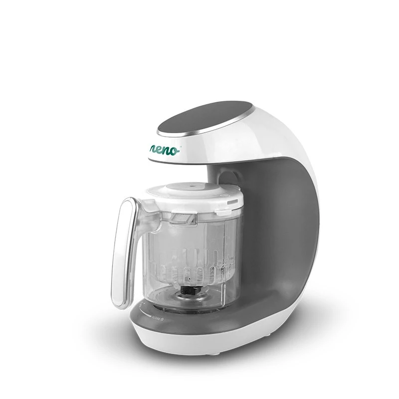 Robot de cocina para bebés neno Cibo 300 W, bol 0,3 L, cocción al vapor y triturado, calentamiento, gris/blanco