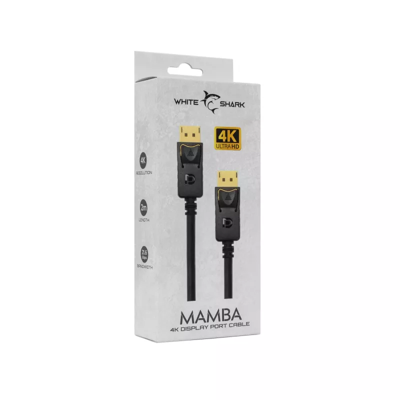 Cable DisplayPort White Shark MAMBA 2m – 4K 60Hz, compatible con 2.0