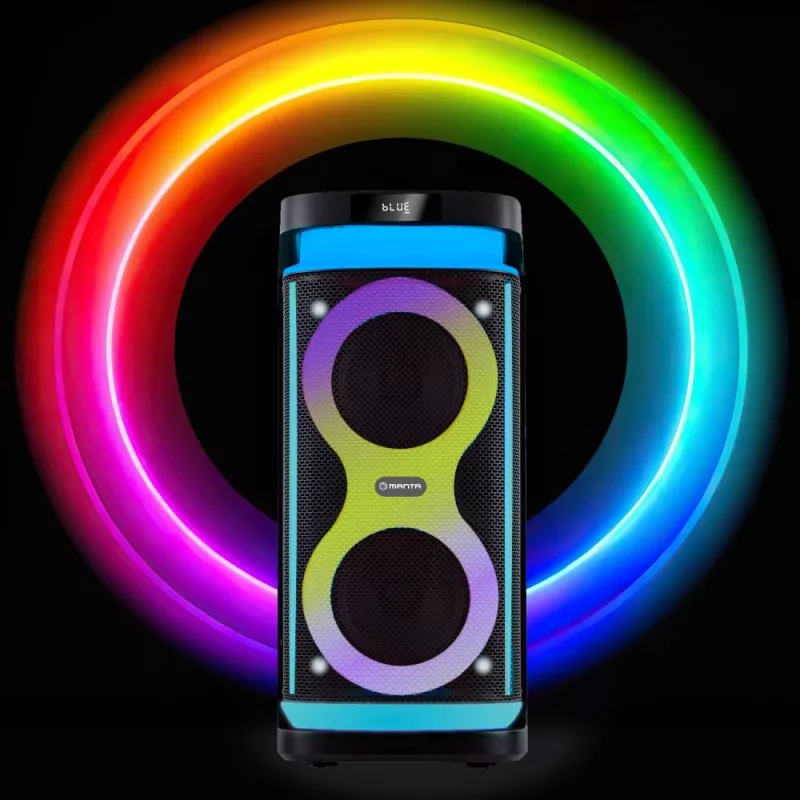 Altavoz portátil MANTA SPK0601B100, 100 W, Bluetooth, karaoke, micrófono inalámbrico, batería, ecualizador, iluminación disco