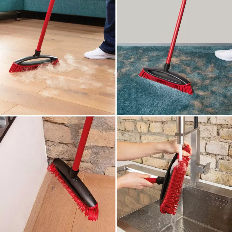 Set de escobas VILEDA Pet Pro 175388 — 3 piezas, cepillo electrostático y paño de microfibra, rojo