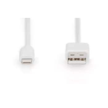DIGITUS - Cable Lightning - Lightning (M) a USB (M) - 1,0 m - doble aislamiento - Blanco - moldeado - para Apple iPad/iPhone/iPod (Lightning) (DB-600106-010-W)