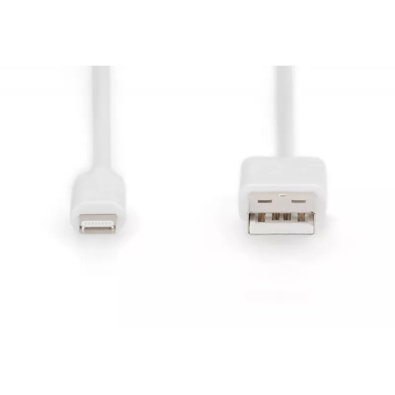 DIGITUS - Cable Lightning - Lightning (M) a USB (M) - 1,0 m - doble aislamiento - Blanco - moldeado - para Apple iPad/iPhone/iPod (Lightning) (DB-600106-010-W)