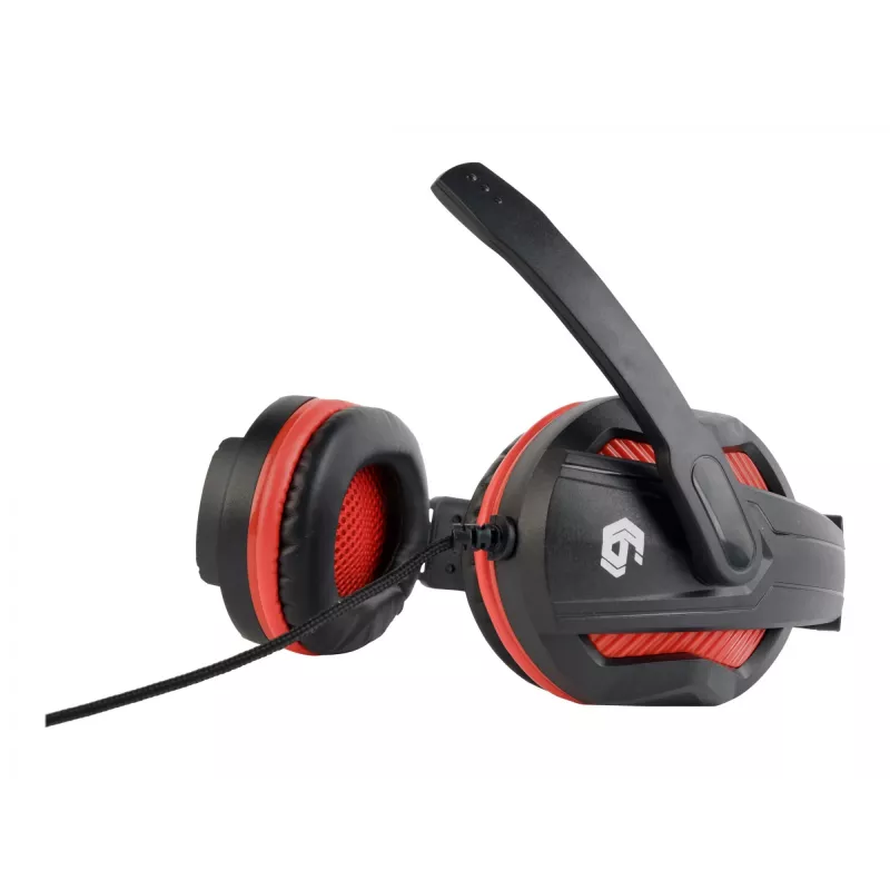Auriculares gaming con cable GEMBIRD GHS-03 — 20–20000 Hz, cable de 2 m, 250 g, negro/rojo