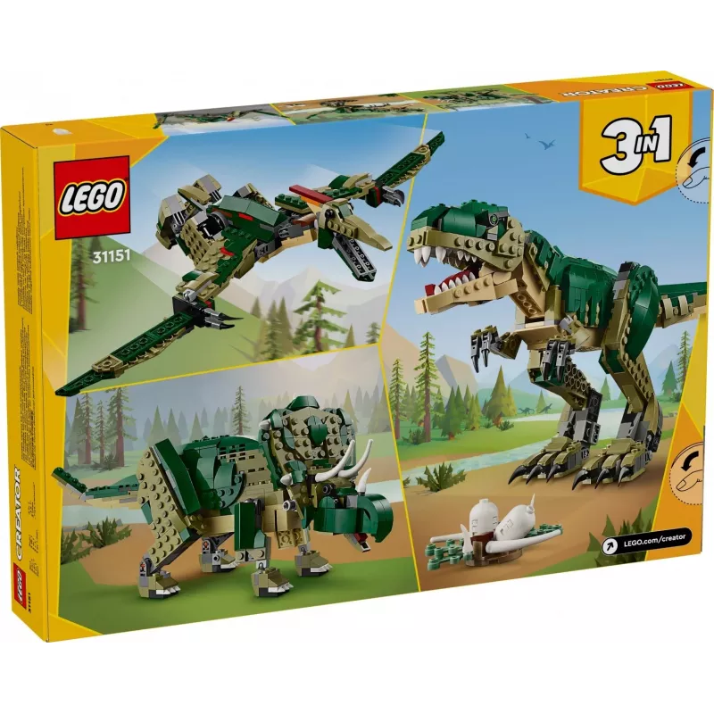 Juguete de construcción LEGO Creator 3 en 1 T.Rex, set de construcción, 626 piezas, 150 mm de altura, edad 9+