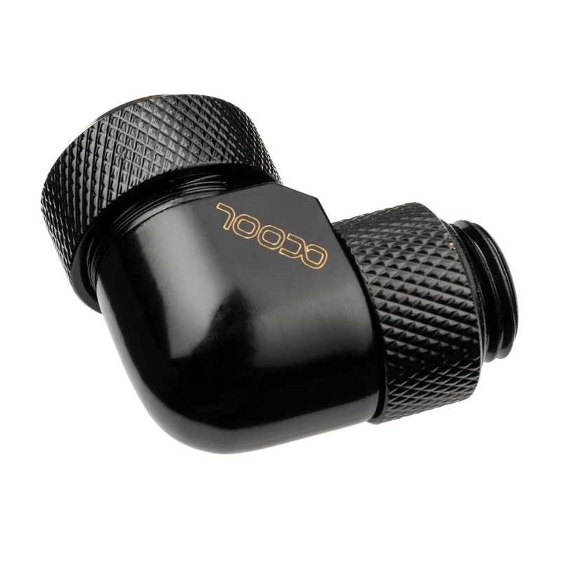 Racor de compresión Alphacool Eiszapfen 13 mm para tubo rígido 90° giratorio G1/4 - racor de compresión angular para refrigeración líquida - negro profundo