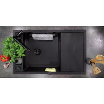 Fregadero de cocina deante ZRM_N113 1 seno granito magnético con escurridor