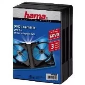 Hama DVD Box 6, negro, pack - 3 unidades 6 discos