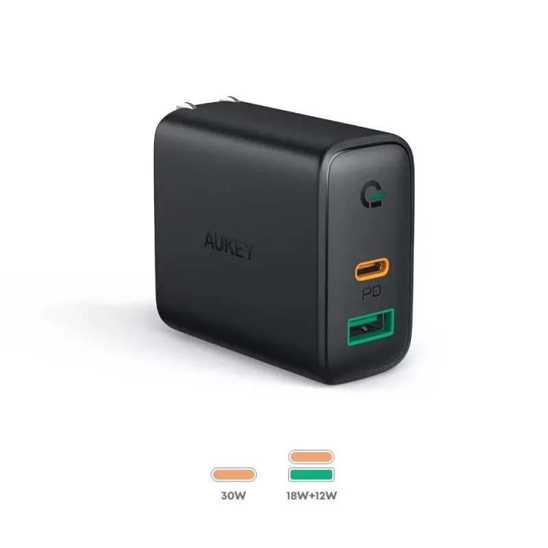 Cargador de pared 2xUSB Power Delivery (1xUSB A+1xUSB C) 5.4A 30W Dynamic Detect PA-D1