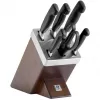 Set de cuchillos y tabla de cortar ZWILLING 35145-000-0 — 7 piezas, hojas de acero inoxidable, mangos de plástico, incluye cuchillo de pan, pelador, cocinero, de trinchar, compartimento para tijeras