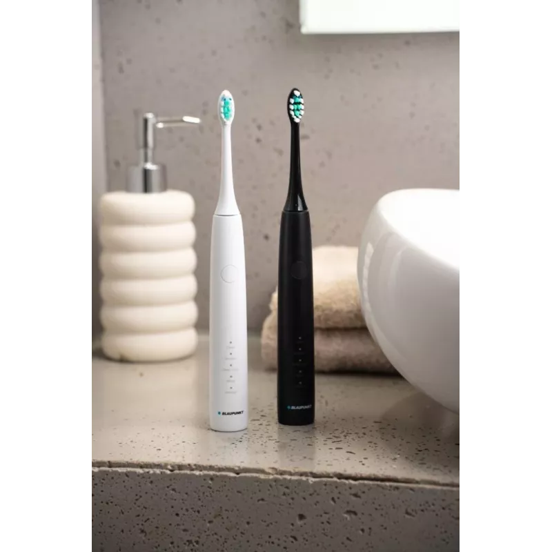 Cepillo de dientes eléctrico sónico BLAUPUNKT DTS201WH – compacto, blanco, cabezal ovalado, modo sensible, temporizador de 2 minutos, batería integrada de 5V