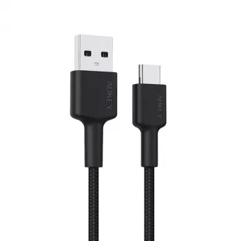 Cable USB-A a USB-C AUKEY CB-CD30 0,9 m – Negro, trenzado, USB PD 3.0, 0,48 Gbit/s