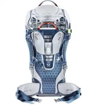 Mochila portabebés DEUTER Kid Comfort Active — azul, poliamida, hasta 22 kg, cubierta solar, reposapiés, VariQuick, Lite Air
